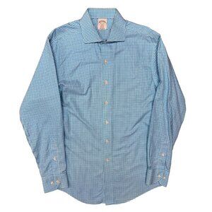Brooks Brothers Regent Blue White Check Dress Shirt 15 1/2 - 4/5 Medium